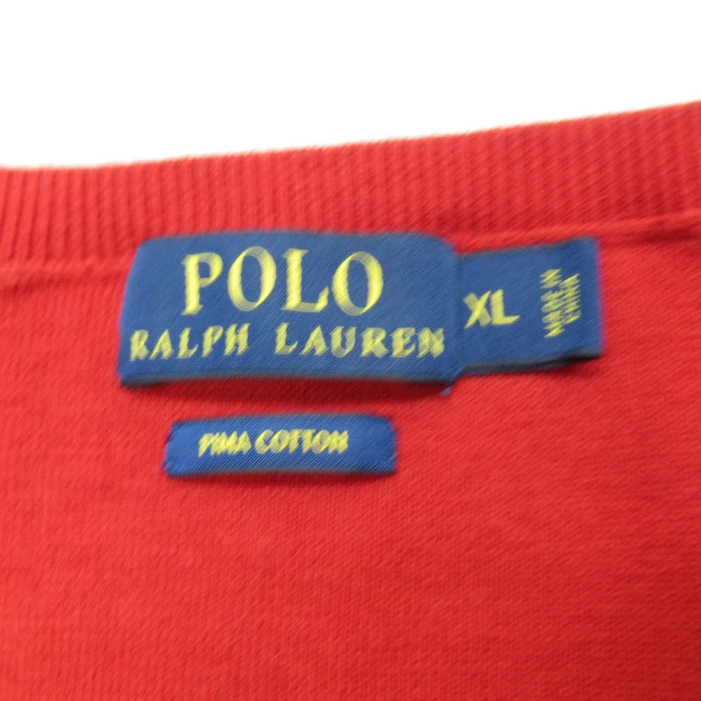 Polo Ralph Lauren Sweater Mens XL Red‎ Pima Cotton V-Neck Pullover Knit Golf